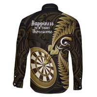 New Zealand Darts Family Matching Summer Maxi Dress and Hawaiian Shirt Happiness Is A Tight Threesome Maori Gold LT14 - Polynesian Pride
