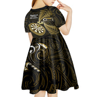 New Zealand Darts Kid Short Sleeve Dress Happiness Is A Tight Threesome Maori Gold LT14 - Polynesian Pride