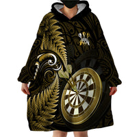 New Zealand Darts Wearable Blanket Hoodie Happiness Is A Tight Threesome Maori Gold LT14 - Polynesian Pride