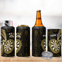 Personalised New Zealand Darts 4 in 1 Can Cooler Tumbler Happiness Is A Tight Threesome Maori Gold LT14 - Polynesian Pride