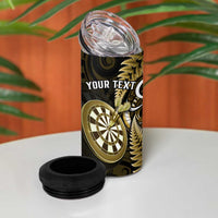 Personalised New Zealand Darts 4 in 1 Can Cooler Tumbler Happiness Is A Tight Threesome Maori Gold LT14 - Polynesian Pride