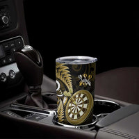 Personalised New Zealand Darts Tumbler Cup Happiness Is A Tight Threesome Maori Gold LT14 - Polynesian Pride