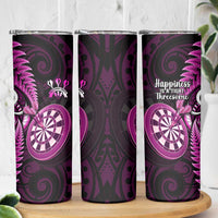 New Zealand Darts Skinny Tumbler Happiness Is A Tight Threesome Maori Pink LT14 - Polynesian Pride
