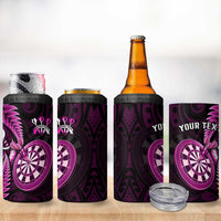 Personalised New Zealand Darts 4 in 1 Can Cooler Tumbler Happiness Is A Tight Threesome Maori Pink LT14 - Polynesian Pride