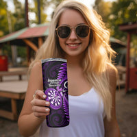 New Zealand Darts Skinny Tumbler Happiness Is A Tight Threesome Maori Purple LT14 - Polynesian Pride