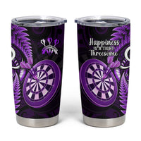 New Zealand Darts Tumbler Cup Happiness Is A Tight Threesome Maori Purple LT14 Purple - Polynesian Pride