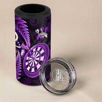Personalised New Zealand Darts 4 in 1 Can Cooler Tumbler Happiness Is A Tight Threesome Maori Purple LT14 - Polynesian Pride