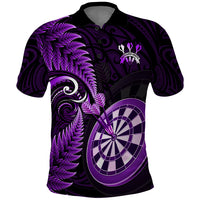 Personalised New Zealand Darts Polo Shirt Happiness Is A Tight Threesome Maori Purple LT14 Purple - Polynesian Pride