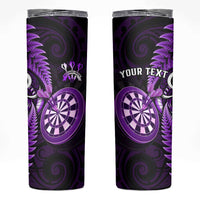 Personalised New Zealand Darts Skinny Tumbler Happiness Is A Tight Threesome Maori Purple LT14 Purple - Polynesian Pride