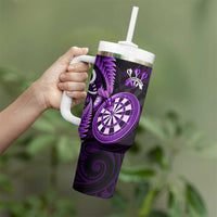 Personalised New Zealand Darts Tumbler With Handle Happiness Is A Tight Threesome Maori Purple LT14 - Polynesian Pride