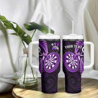 Personalised New Zealand Darts Tumbler With Handle Happiness Is A Tight Threesome Maori Purple LT14 - Polynesian Pride