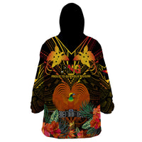 Papua New Guinea Central Province Wearable Blanket Hoodie Papua Niugini Coat Of Arms With Flag Style LT14 - Polynesian Pride
