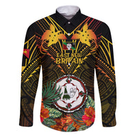Papua New Guinea East New Britain Province Family Matching Tank Maxi Dress and Hawaiian Shirt Papua Niugini Coat Of Arms With Flag Style LT14 Dad's Shirt - Long Sleeve Black - Polynesian Pride