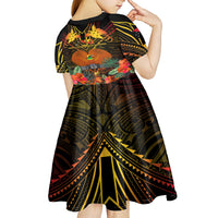 Papua New Guinea Manus Province Kid Short Sleeve Dress Papua Niugini Coat Of Arms With Flag Style LT14 - Polynesian Pride