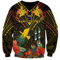 Papua New Guinea Manus Province Sweatshirt Papua Niugini Coat Of Arms With Flag Style LT14 Unisex Black - Polynesian Pride