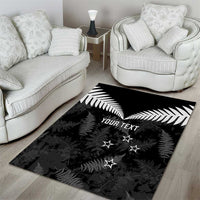 Custom New Zealand Silver Fern Football Area Rug Go Aotearoa Grunge Black - Polynesian Pride