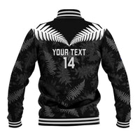 Custom New Zealand Silver Fern Football Baseball Jacket Go Aotearoa Grunge Black LT14 - Polynesian Pride