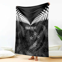 Custom New Zealand Silver Fern Football Blanket Go Aotearoa Grunge Black LT14 - Polynesian Pride