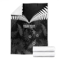 Custom New Zealand Silver Fern Football Blanket Go Aotearoa Grunge Black LT14 - Polynesian Pride