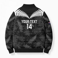 Custom New Zealand Silver Fern Football Bomber Puffer Jacket Go Aotearoa Grunge Black LT14 - Polynesian Pride