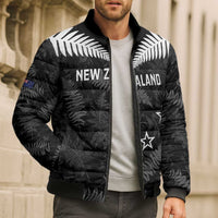 Custom New Zealand Silver Fern Football Bomber Puffer Jacket Go Aotearoa Grunge Black LT14 - Polynesian Pride