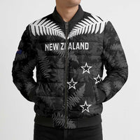 Custom New Zealand Silver Fern Football Bomber Puffer Jacket Go Aotearoa Grunge Black LT14 - Polynesian Pride