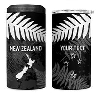 Custom New Zealand Silver Fern Football 4 in 1 Can Cooler Tumbler Go Aotearoa Grunge Black LT14 One Size: 16 oz Black - Polynesian Pride