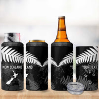 Custom New Zealand Silver Fern Football 4 in 1 Can Cooler Tumbler Go Aotearoa Grunge Black LT14 - Polynesian Pride