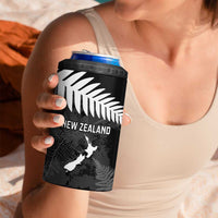 Custom New Zealand Silver Fern Football 4 in 1 Can Cooler Tumbler Go Aotearoa Grunge Black LT14 - Polynesian Pride
