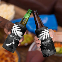 Custom New Zealand Silver Fern Football 4 in 1 Can Cooler Tumbler Go Aotearoa Grunge Black LT14 - Polynesian Pride