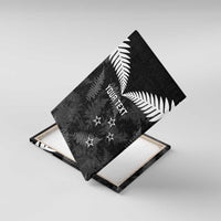 Custom New Zealand Silver Fern Football Canvas Wall Art Go Aotearoa Grunge Black LT14 With Frame Black - Polynesian Pride