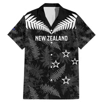 Custom New Zealand Silver Fern Football Family Matching Mermaid Dress and Hawaiian Shirt Go Aotearoa Grunge Black LT14 Dad's Shirt - Short Sleeve Black - Polynesian Pride