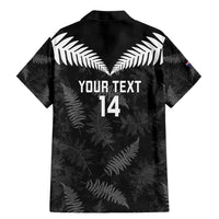 Custom New Zealand Silver Fern Football Family Matching Mermaid Dress and Hawaiian Shirt Go Aotearoa Grunge Black LT14 - Polynesian Pride