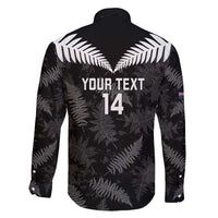 Custom New Zealand Silver Fern Football Family Matching Short Sleeve Bodycon Dress and Hawaiian Shirt Go Aotearoa Grunge Black LT14 - Polynesian Pride