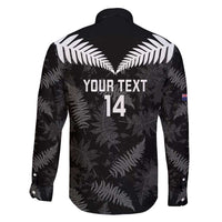 Custom New Zealand Silver Fern Football Family Matching Tank Maxi Dress and Hawaiian Shirt Go Aotearoa Grunge Black LT14 - Polynesian Pride