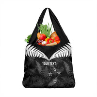 Custom New Zealand Silver Fern Football Grocery Bag Go Aotearoa Grunge Black LT14 1-pack One Size Black - Polynesian Pride