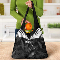 Custom New Zealand Silver Fern Football Grocery Bag Go Aotearoa Grunge Black LT14 - Polynesian Pride
