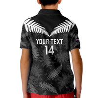 Custom New Zealand Silver Fern Football Kid Polo Shirt Go Aotearoa Grunge Black LT14 - Polynesian Pride