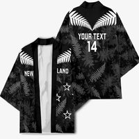 Custom New Zealand Silver Fern Football Kimono Go Aotearoa Grunge Black LT14 - Polynesian Pride