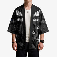 Custom New Zealand Silver Fern Football Kimono Go Aotearoa Grunge Black LT14 - Polynesian Pride