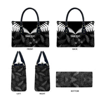 Custom New Zealand Silver Fern Football Leather Bag Go Aotearoa Grunge Black LT14 - Polynesian Pride