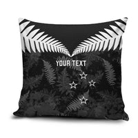 Custom New Zealand Silver Fern Football Pillow Cover Go Aotearoa Grunge Black LT14 Black - Polynesian Pride