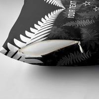 Custom New Zealand Silver Fern Football Pillow Cover Go Aotearoa Grunge Black LT14 - Polynesian Pride