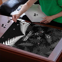 Custom New Zealand Silver Fern Football Puzzle Go Aotearoa Grunge Black LT14 - Polynesian Pride