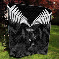 Custom New Zealand Silver Fern Football Quilt Go Aotearoa Grunge Black LT14 - Polynesian Pride