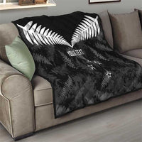 Custom New Zealand Silver Fern Football Quilt Go Aotearoa Grunge Black LT14 - Polynesian Pride