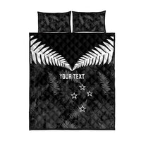 Custom New Zealand Silver Fern Football Quilt Bed Set Go Aotearoa Grunge Black LT14 - Polynesian Pride
