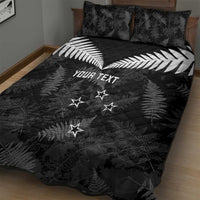 Custom New Zealand Silver Fern Football Quilt Bed Set Go Aotearoa Grunge Black LT14 - Polynesian Pride