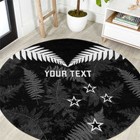 Custom New Zealand Silver Fern Football Round Carpet Go Aotearoa Grunge Black LT14 Black - Polynesian Pride