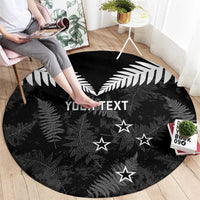 Custom New Zealand Silver Fern Football Round Carpet Go Aotearoa Grunge Black LT14 - Polynesian Pride